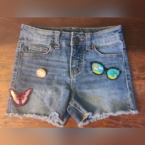 Cat & Jack Girls Patch Cutoff Denim Jean Shorts Size Small